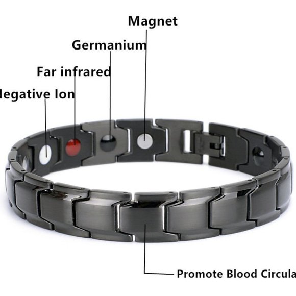 2/$35 💗 Energy Bracelet Stainless Steel Titanium Blue Tungsten Magnetic - Picture 2 of 2